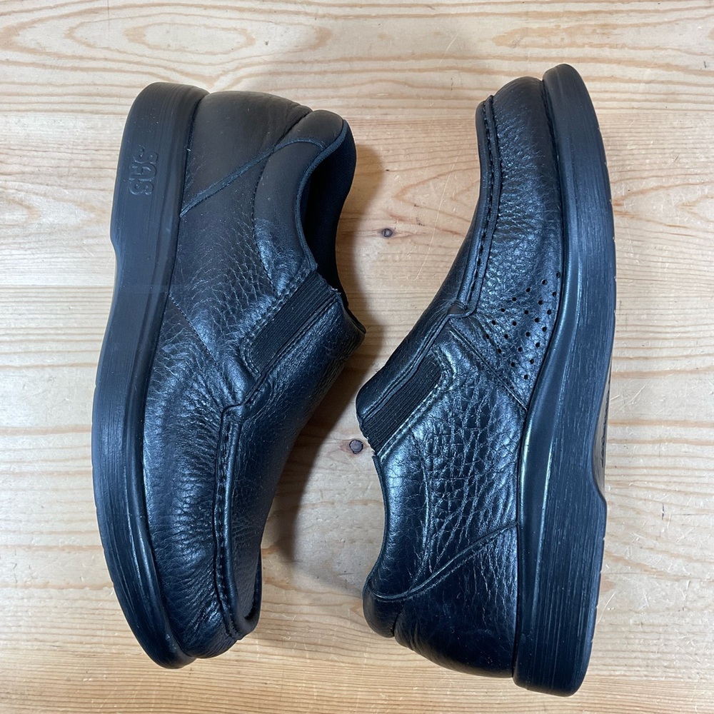 SAS Side Gore Slip On Loafer Men’s 9 WW Black Pebbled Grain Leather MADE IN USA - Picture 6 of 9
